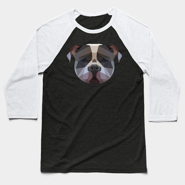 Dog American Staffordshire Terrier Low Poly Type Baseball T-Shirt by Monstershirts